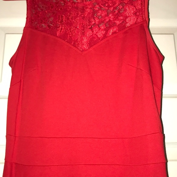 Red dress with lace top - Picture 3 of 4